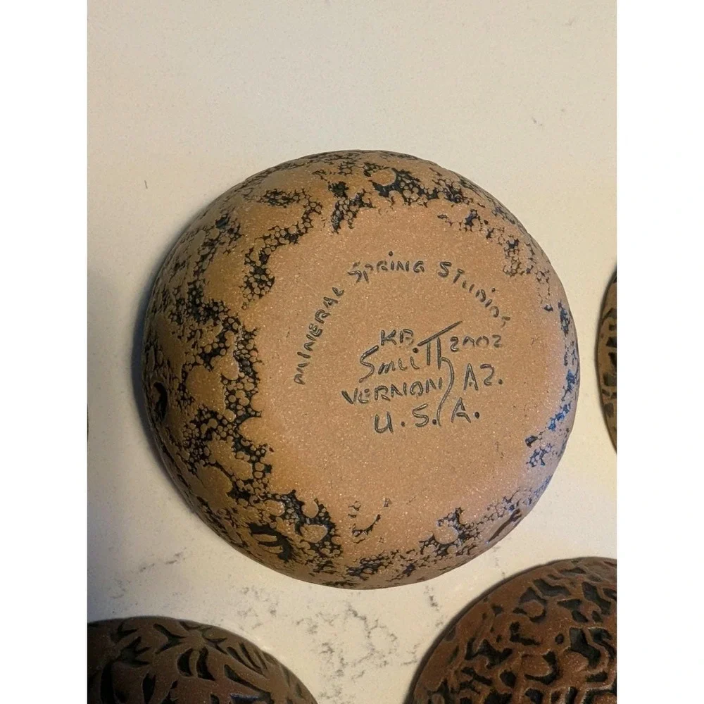 5 Vintage Mineral Spring Studios KB Smith Art Pottery Bowls Signed Vernon AZ USA